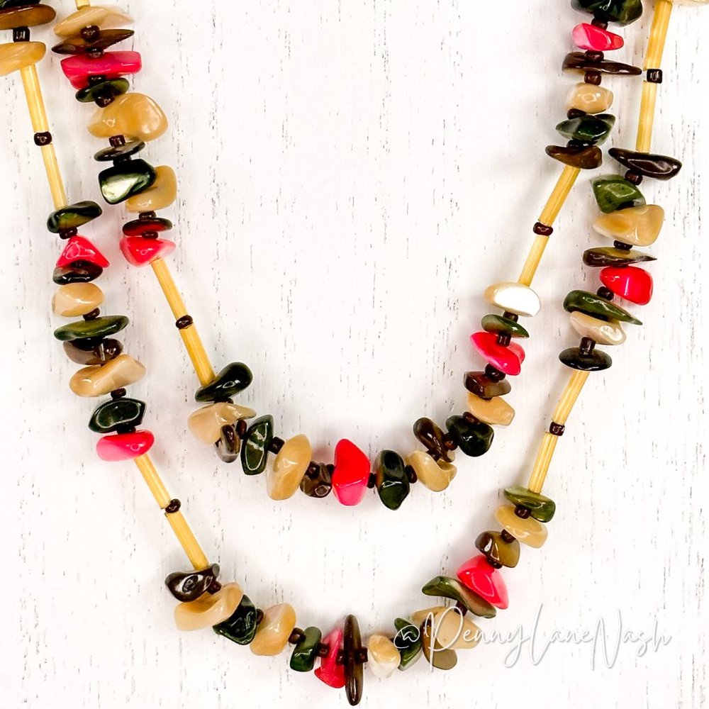 Vintage Double Strand Rocky Beaded Necklace - Picture 2 of 7